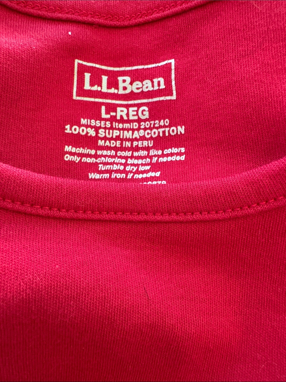 L.L. Bean Bright Red Supima Cotton Short Sleeve Tee